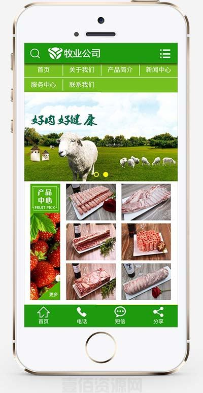 绿色畜牧肉类食品行业织梦dedecms模板(带手机端)(图2)